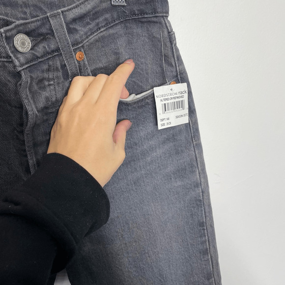 LEVI'S 501 Skinny Jeans WOMEN'S black wash cotton high rise denim 24 X 28 NWT - Picture 5 of 8